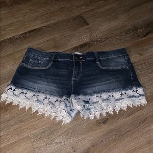 Denim  Shorts with Ruffles